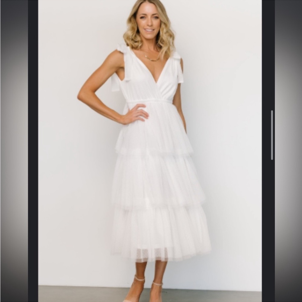 NWT Baltic Born Tessa Tiered Tuelle Tank Dress White Size XL Bridal Wedding
